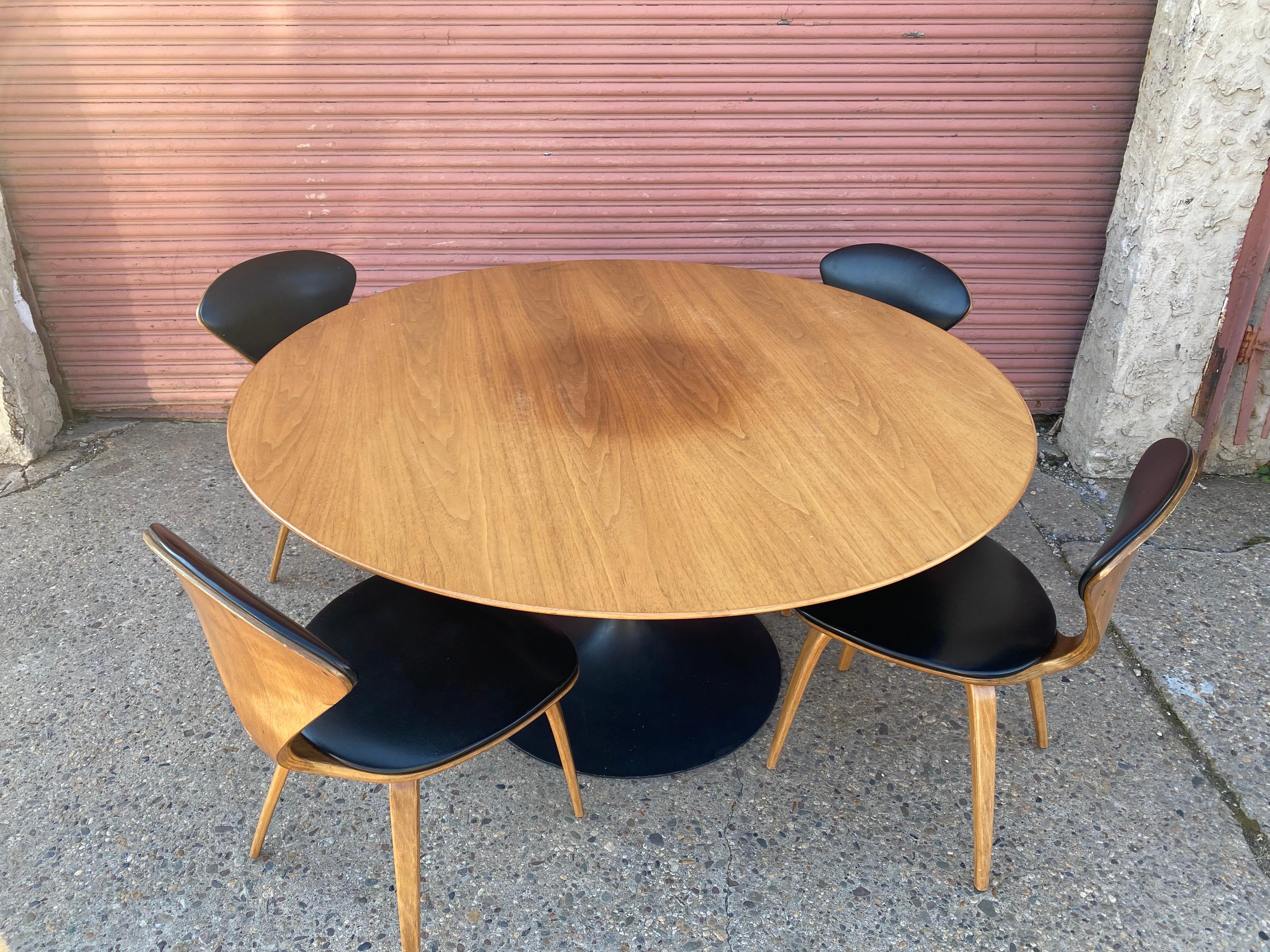 Eero Saarinen for Knoll Game Table and 4 Norman Cherner Side Chairs 4