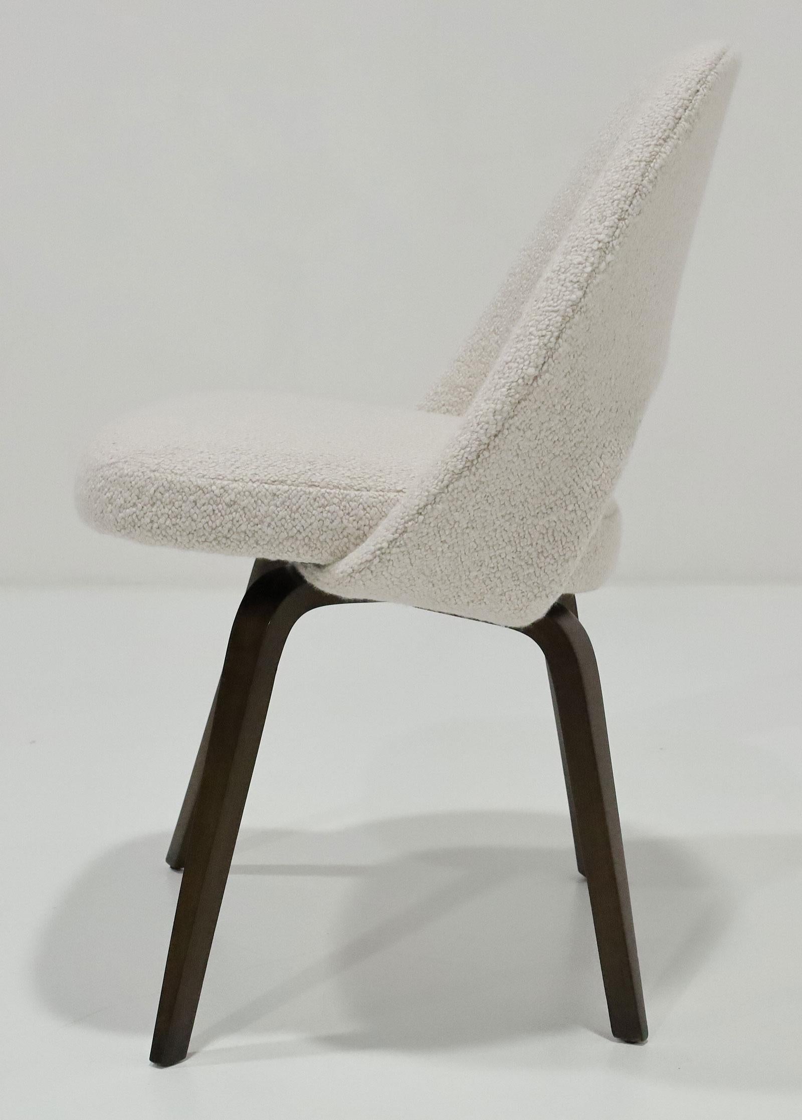 Eero Saarinen for Knoll Armless Executive Chair with Walnut Legs and Boucle In Good Condition In Dallas, TX