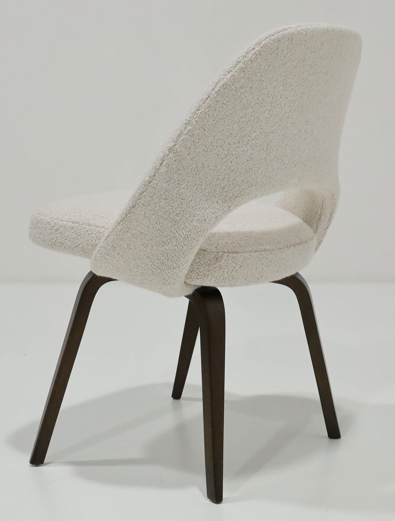 20th Century Eero Saarinen for Knoll Armless Executive Chair with Walnut Legs and Boucle