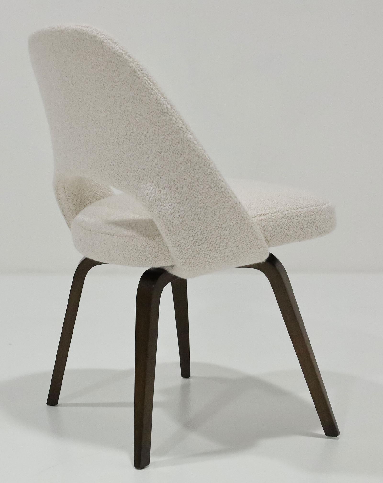 Eero Saarinen for Knoll Armless Executive Chair with Walnut Legs and Boucle 1