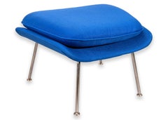 Eero Saarinen for Knoll Blue Fabric "Womb" Ottoman Footstool
