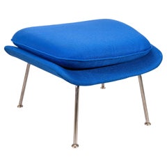 Eero Saarinen for Knoll Blue Fabric "Womb" Ottoman Footstool