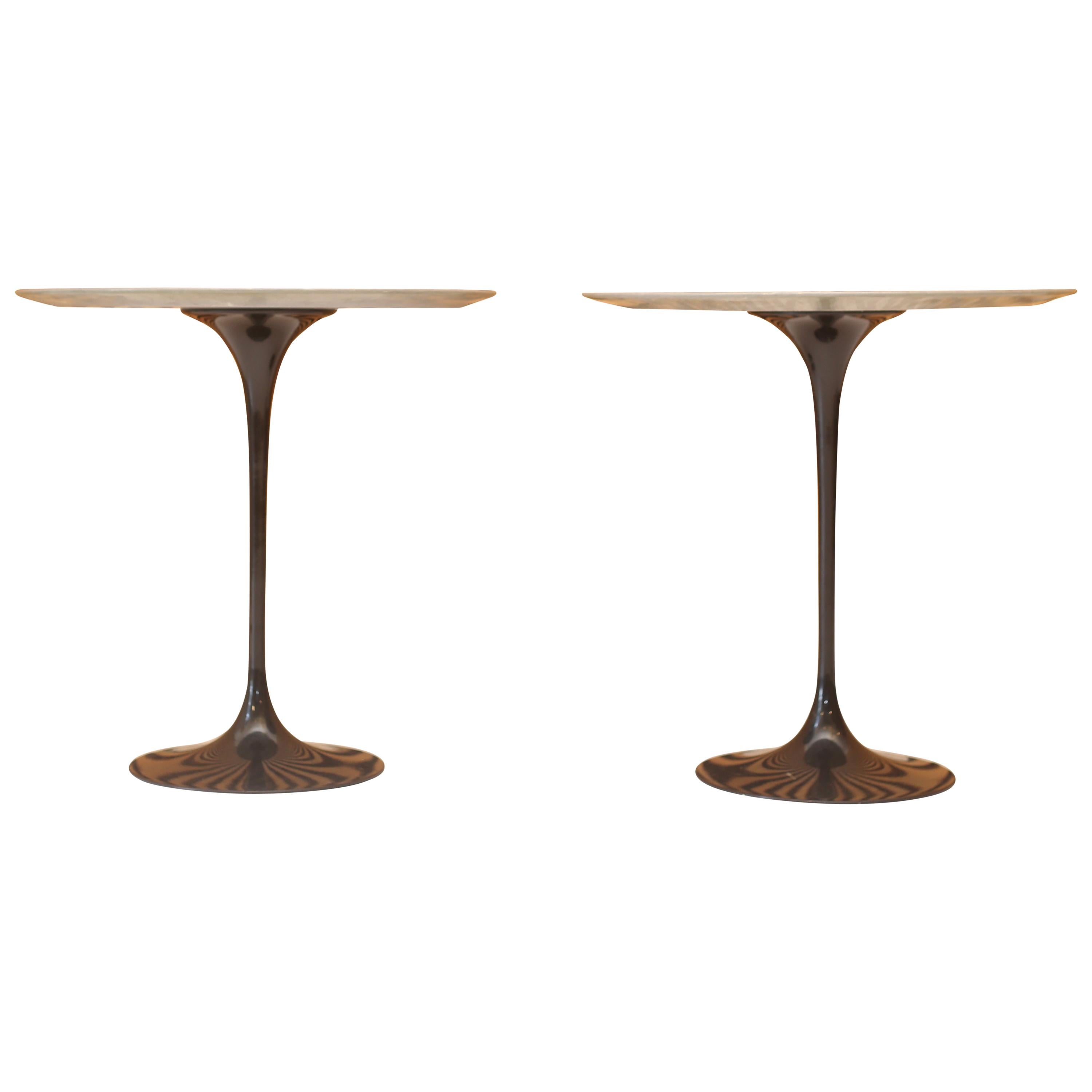 Eero Saarinen for Knoll Gray Marble Tulip Side Tables