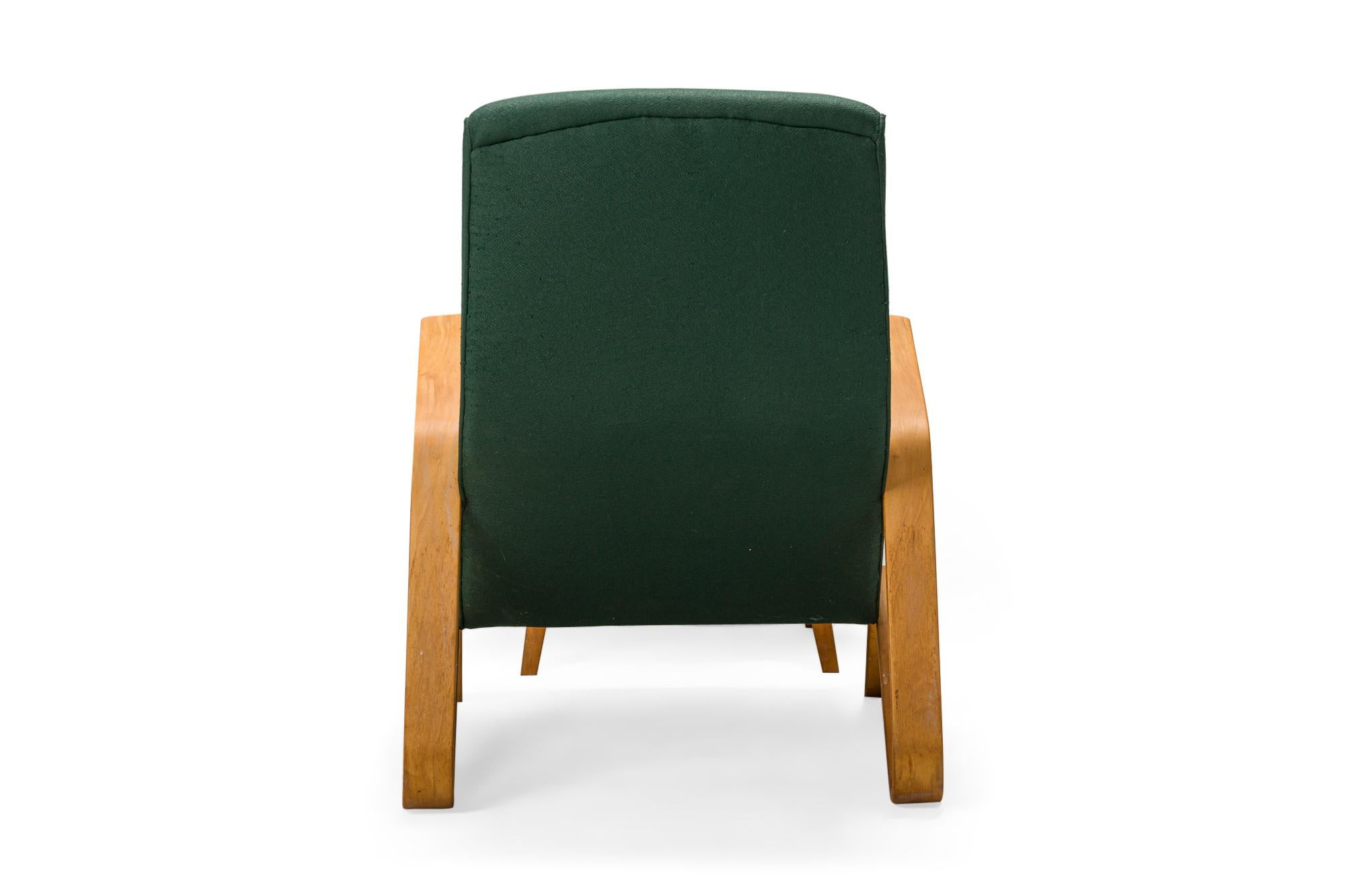 Eero Saarinen for Knoll Green Fabric Upholstered Grasshopper Chair and Footstool In Good Condition For Sale In New York, NY