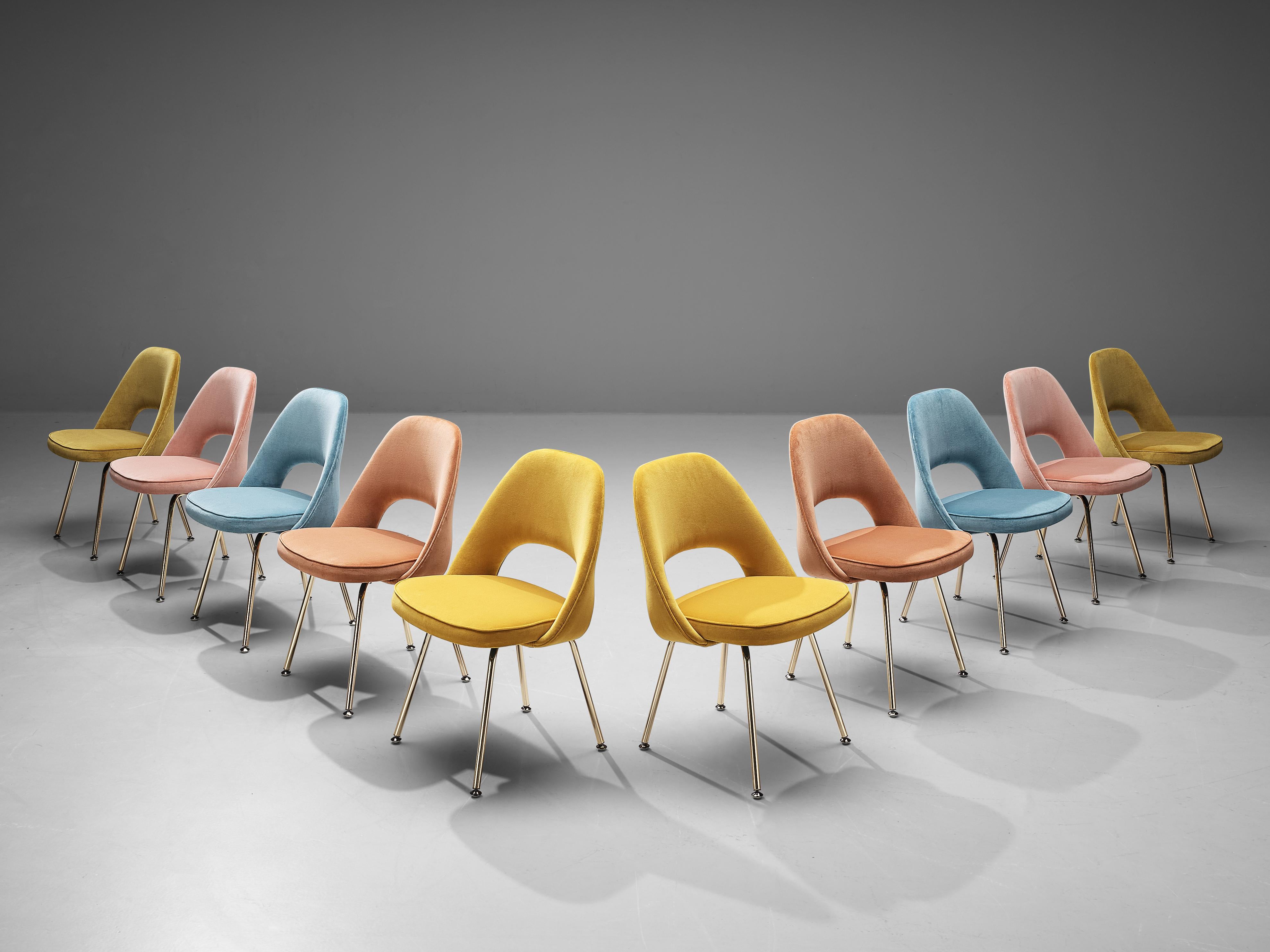 Mid-Century Modern Eero Saarinen for Knoll International Colorful Set of Ten Dining Chairs  For Sale