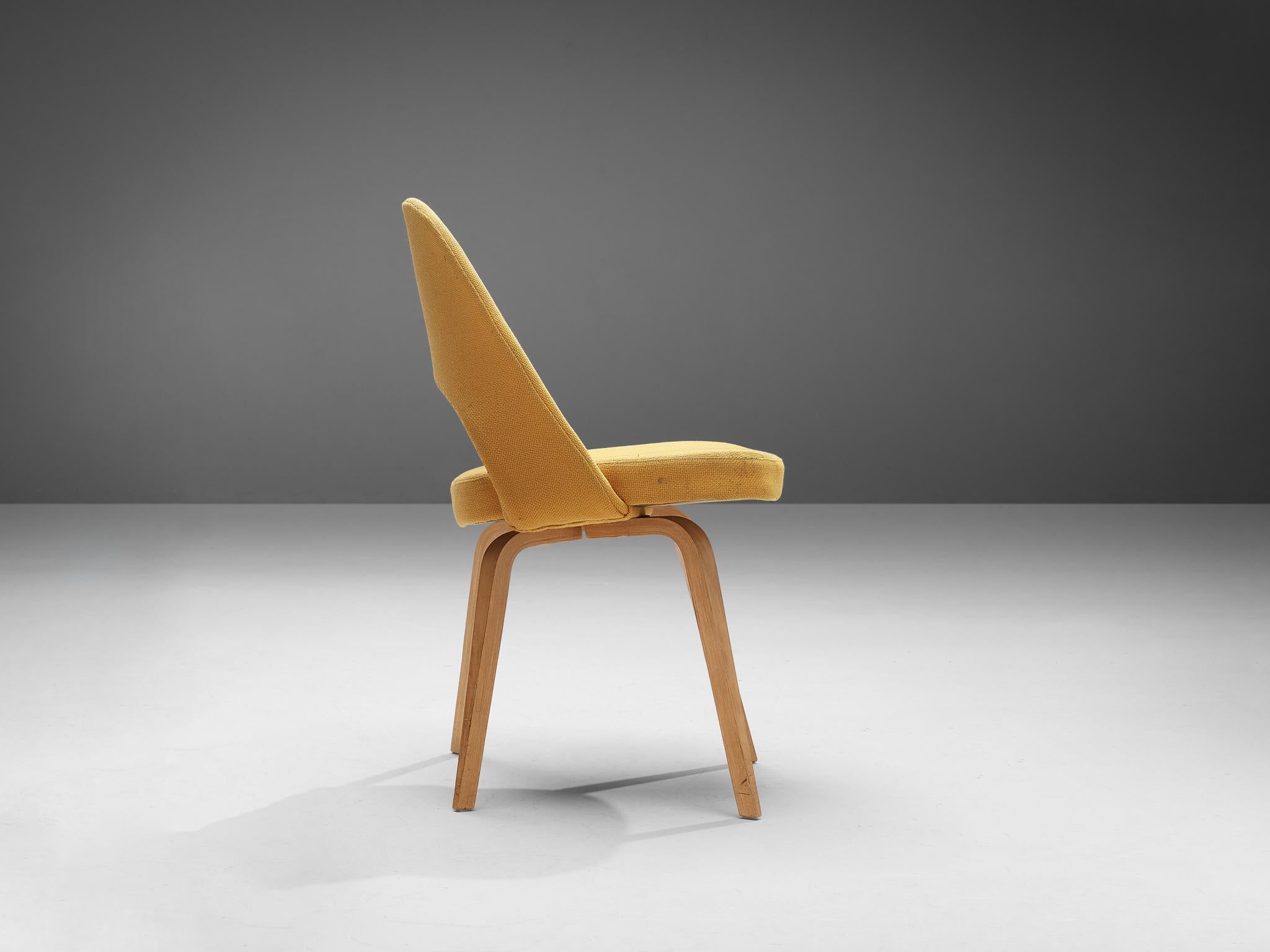 Mid-Century Modern Eero Saarinen for Knoll International Dining Chair in Ocher Yellow Upholstery 