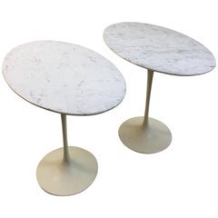 Retro Eero Saarinen for Knoll Marble Oval Side Tables