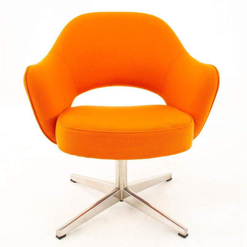 Mid-Century Modern Eero Saarinen for Knoll MCM Orange Tweed Executive Office Dining Chairs, 6