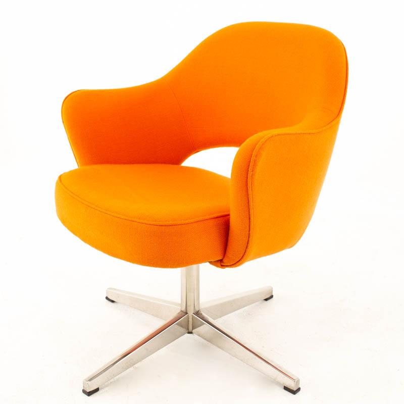 Mid-20th Century Eero Saarinen for Knoll MCM Orange Tweed Executive Office Dining Chairs, 6