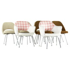 SOLD 03/06/24 Eero Saarinen for Knoll MCM Dining Chairs Metal Legs - Set of 8