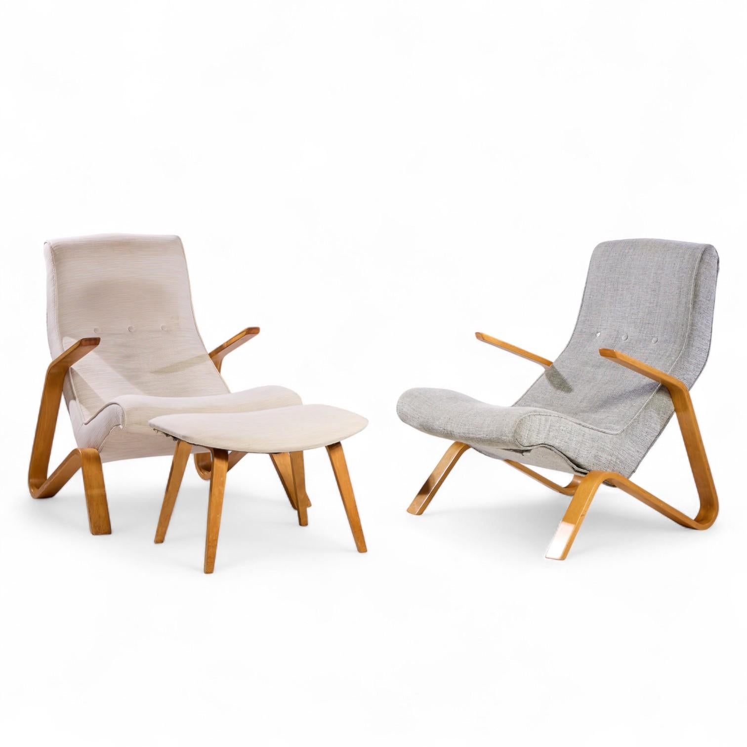 Mid-Century Modern Eero Saarinen for Knoll Mid Century Grasshopper Lounge Chairs – Pair and Ottoman en vente