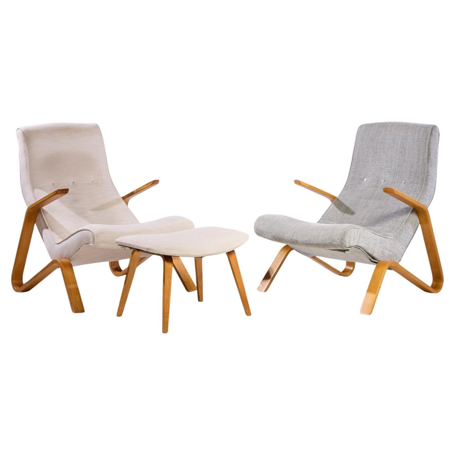 Eero Saarinen for Knoll Mid Century Grasshopper Lounge Chairs – Pair and Ottoman