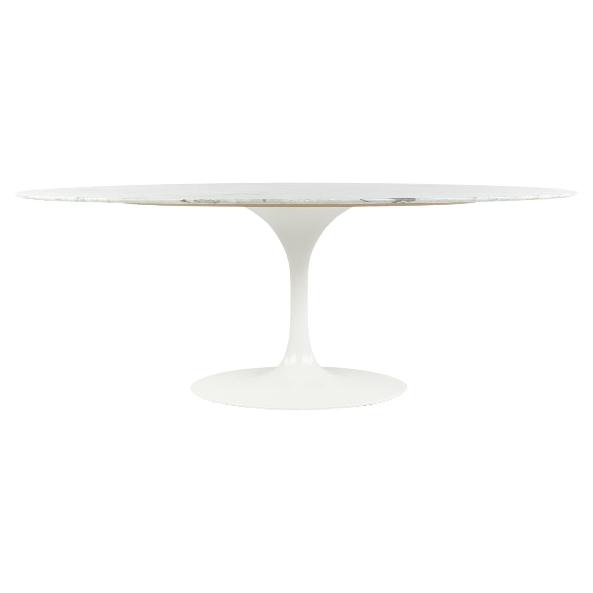 Eero Saarinen for Knoll Style Mid Century Oval Marble Dining Tulip Base Table