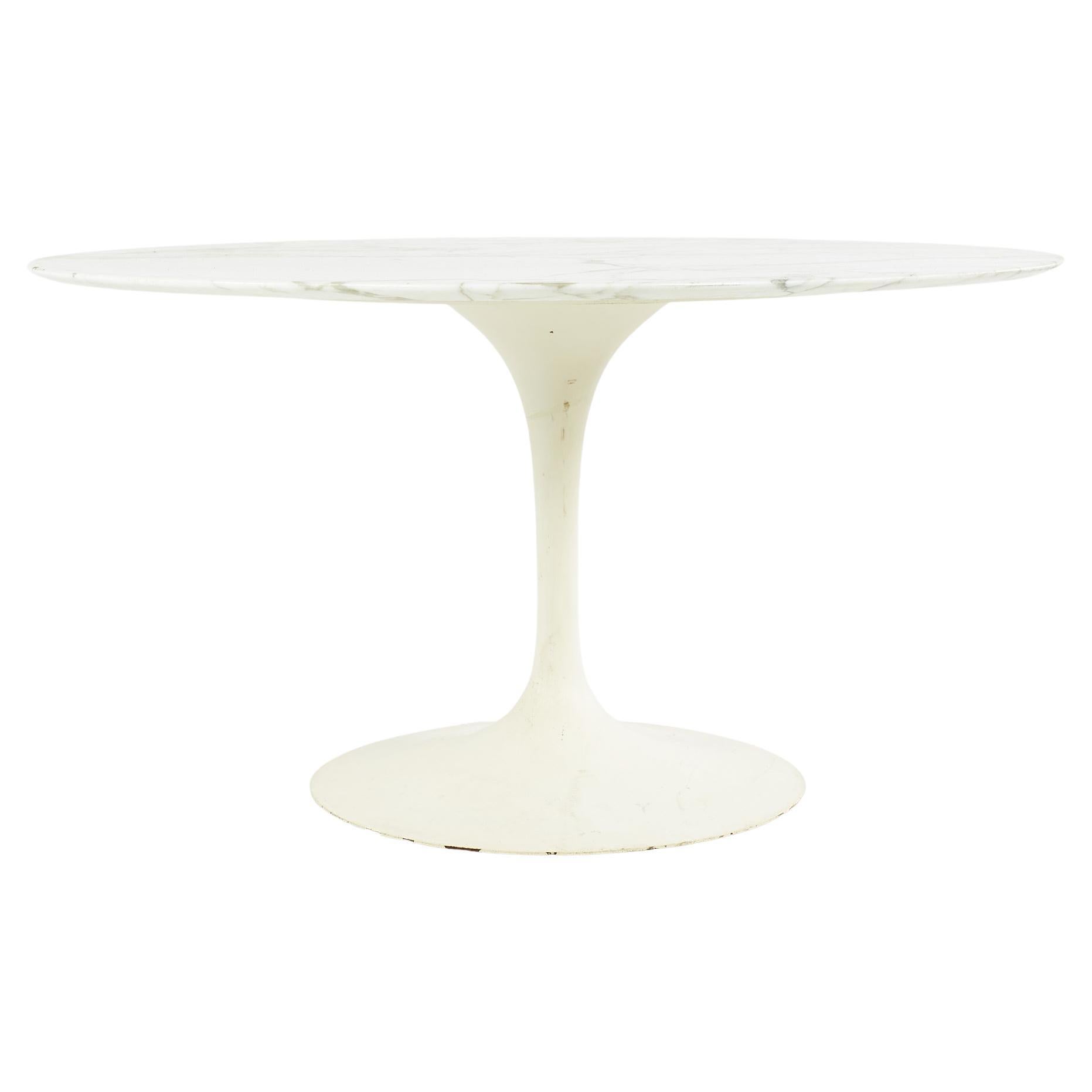 Eero Saarinen for Knoll Mid Century Round Marble Tulip Base Dining Table