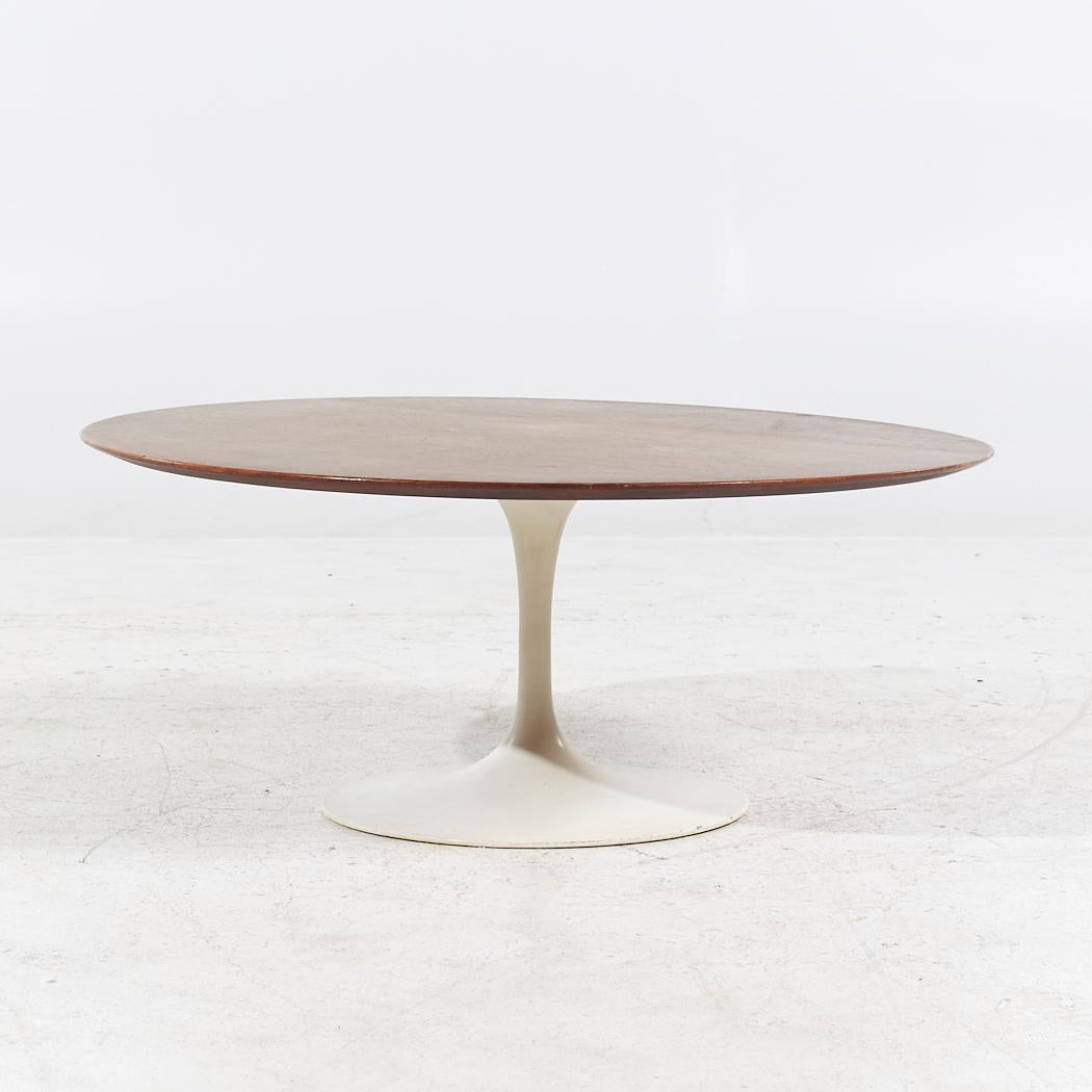 Mid-Century Modern Eero Saarinen for Knoll Mid Century Tulip Walnut Coffee Table For Sale