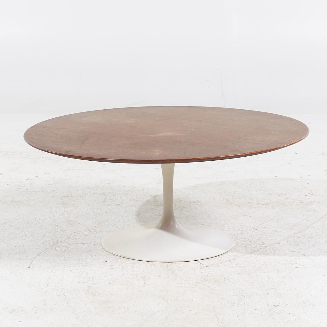 Late 20th Century Eero Saarinen for Knoll Mid Century Tulip Walnut Coffee Table For Sale