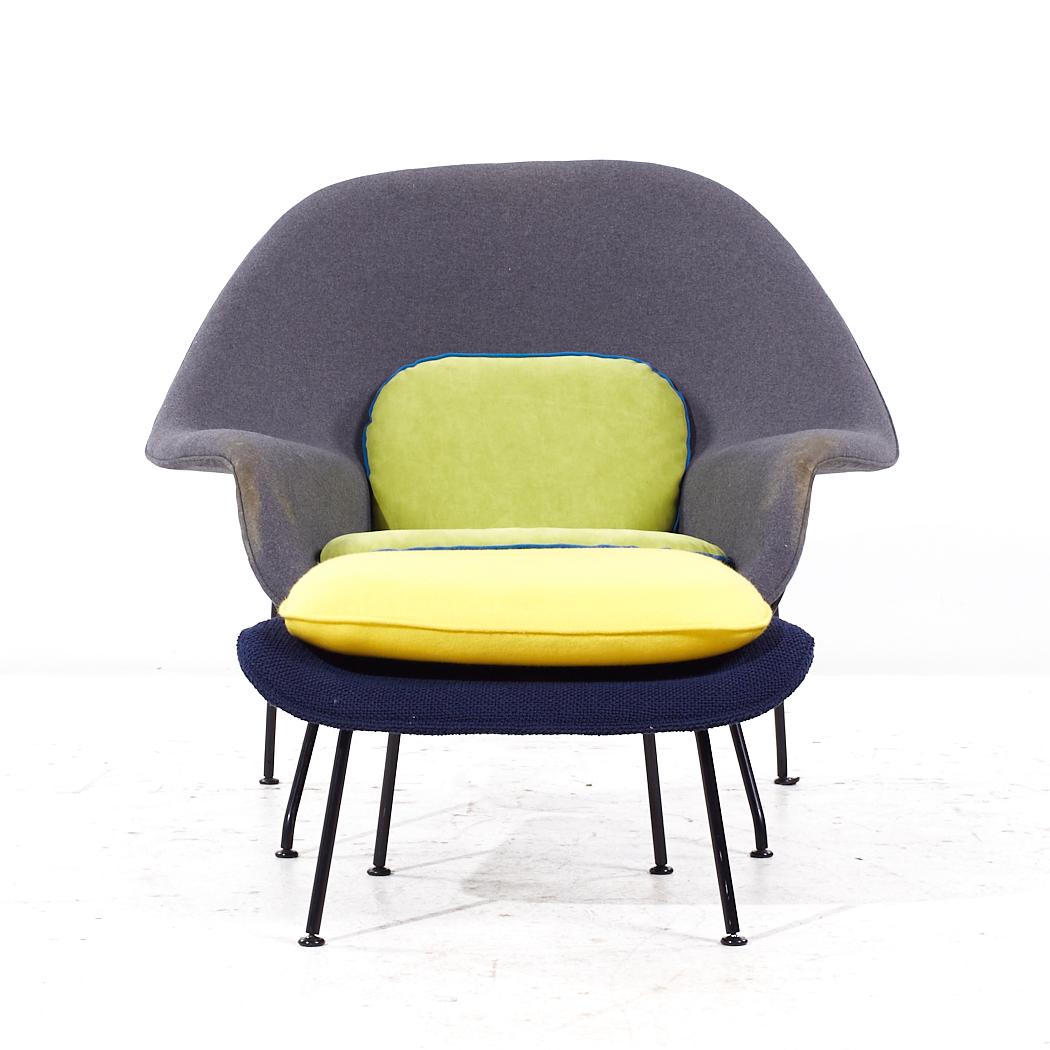 Eero Saarinen for Knoll Mid Century Womb Chair with Ottoman

The chair measures: 41 wide x 35 deep x 36 high, with a seat height of 16 inches and arm height/chair clearance of 21 inches
The ottoman measures: 26 wide x 21 deep x 15.5 inches high

All