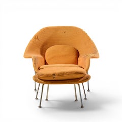 Eero Saarinen per Knoll Sedia a grembo di metà secolo con ottomano
