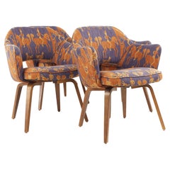 Eero Saarinen for Knoll Mid Century Wood Leg Dining Chairs, Set of 4