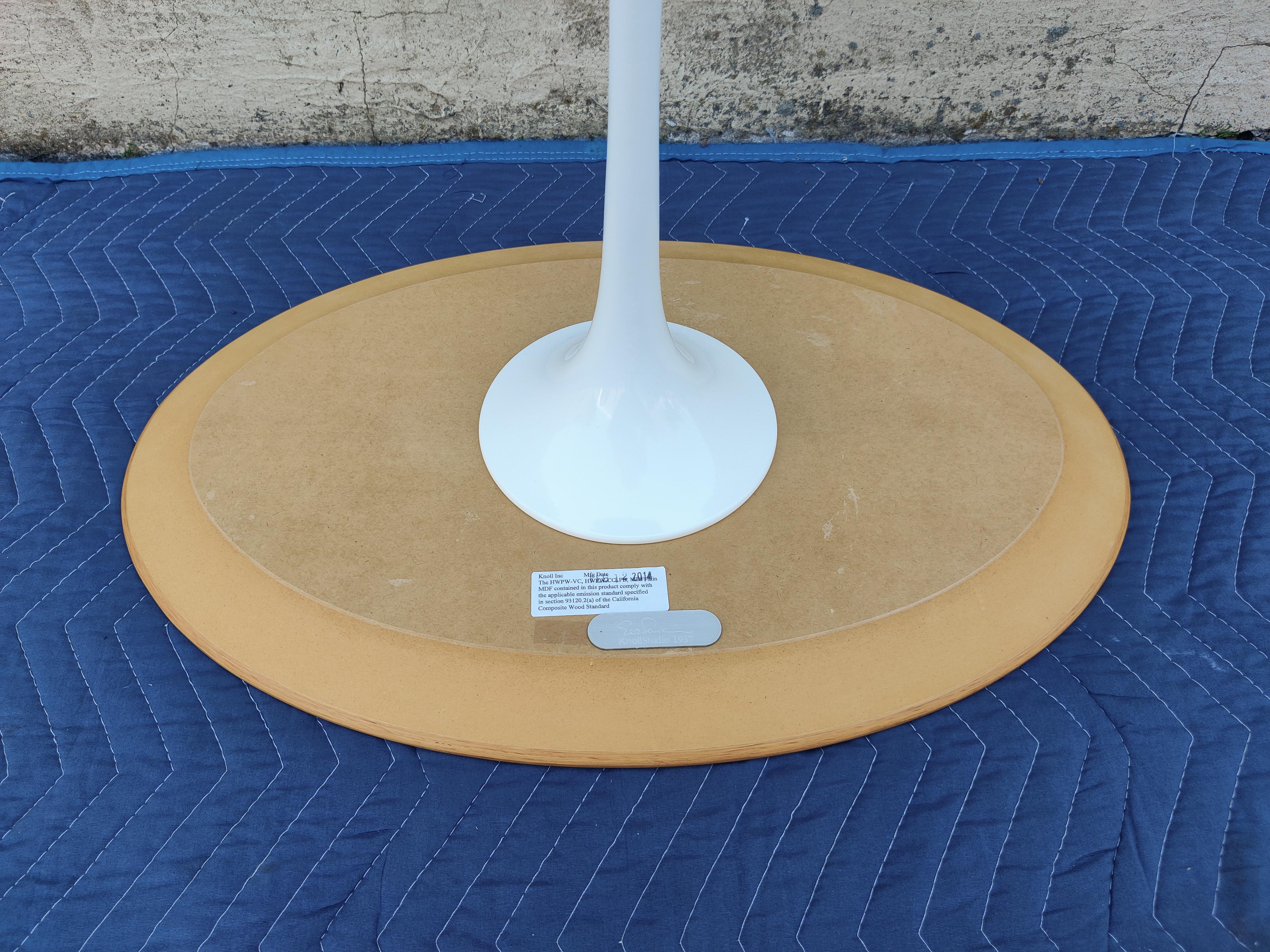 Eero Saarinen for Knoll Oval Tulip Side Table White Enameled Iron Base & Oak Top 1