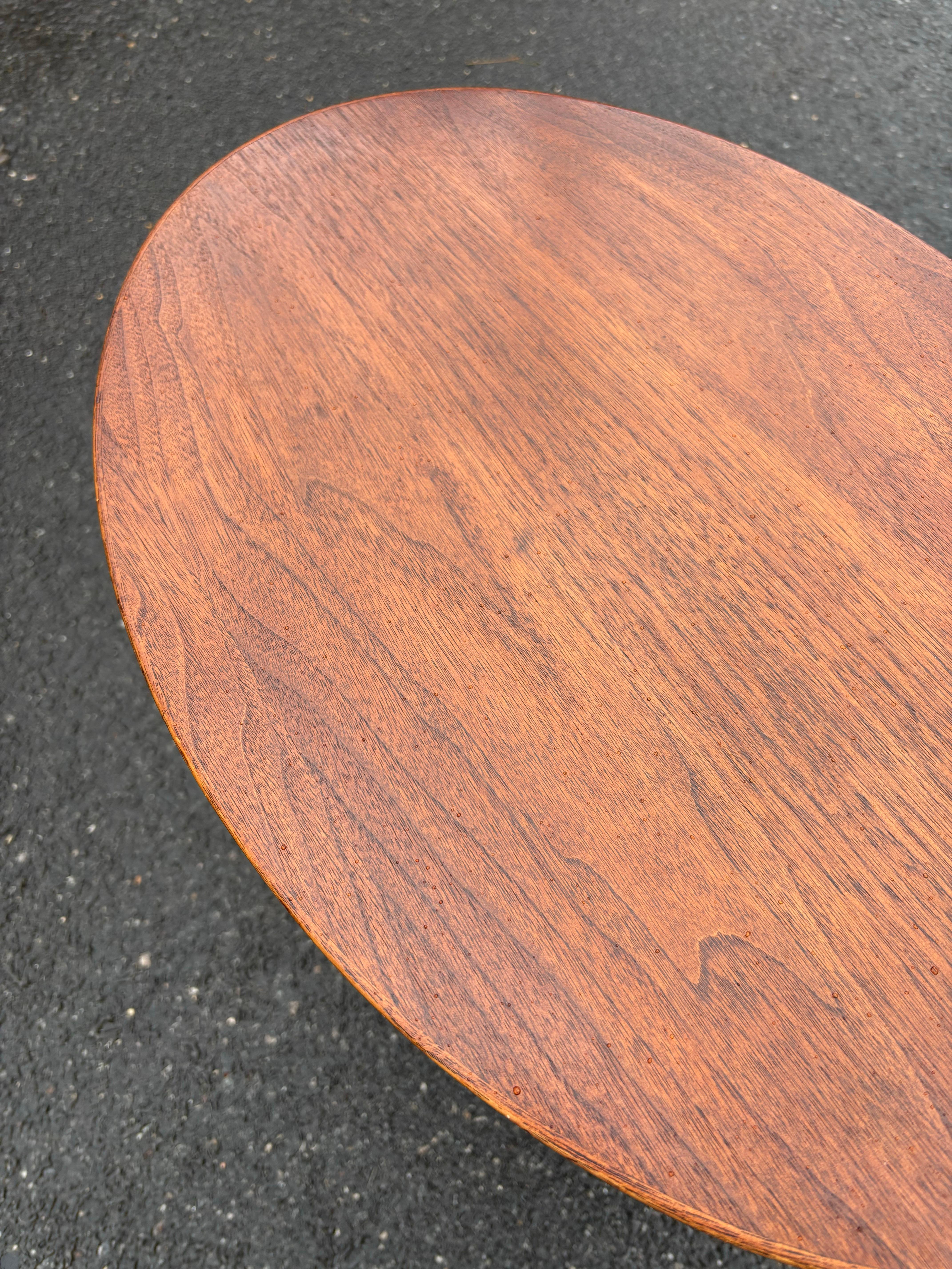 Mid-Century Modern Eero Saarinen for Knoll 1960's Iron Base Oval Walnut Side Table For Sale