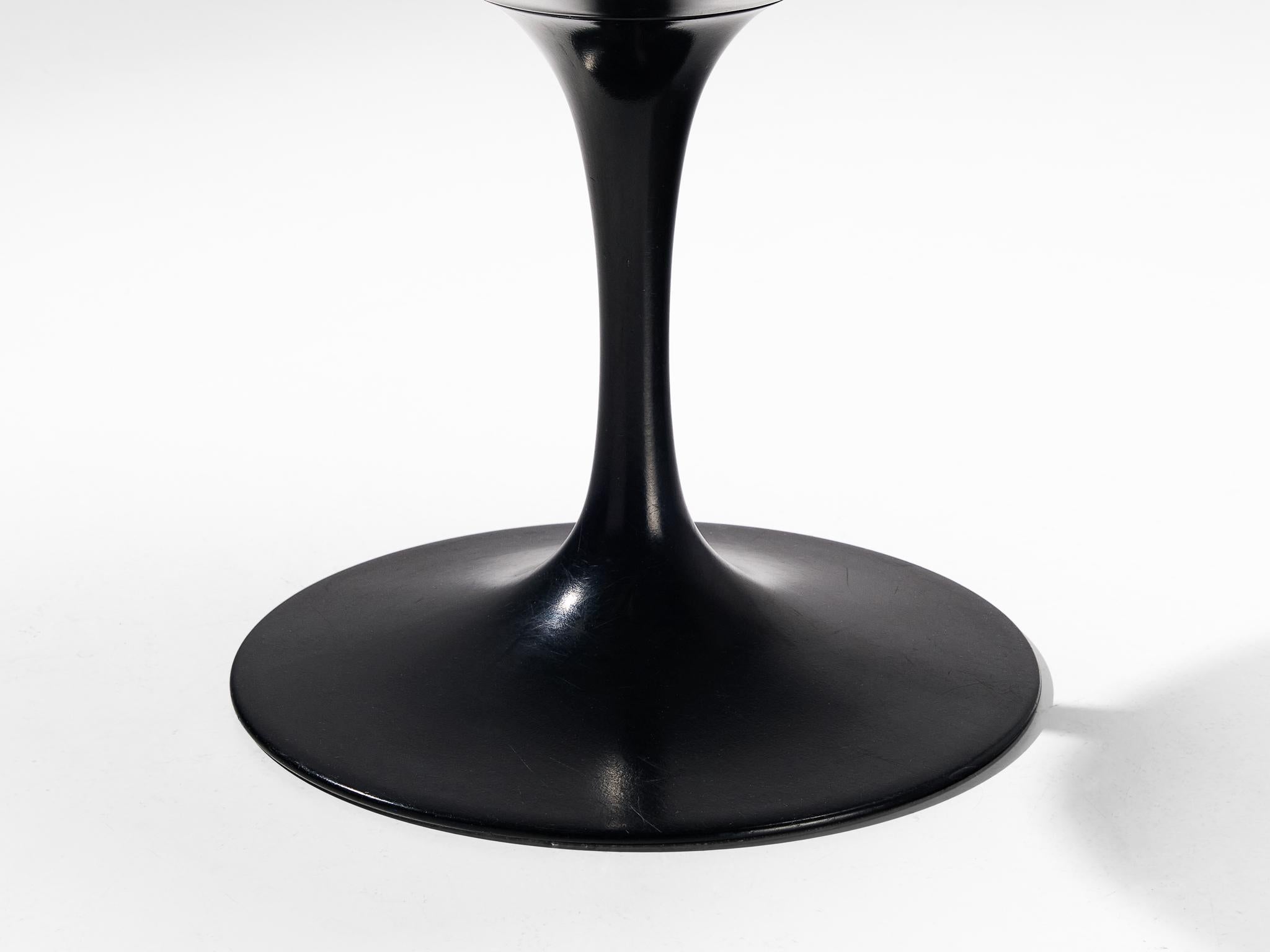 Aluminum Eero Saarinen for Knoll Pair of 'Tulip' Dining Chairs in Black Fiberglass For Sale