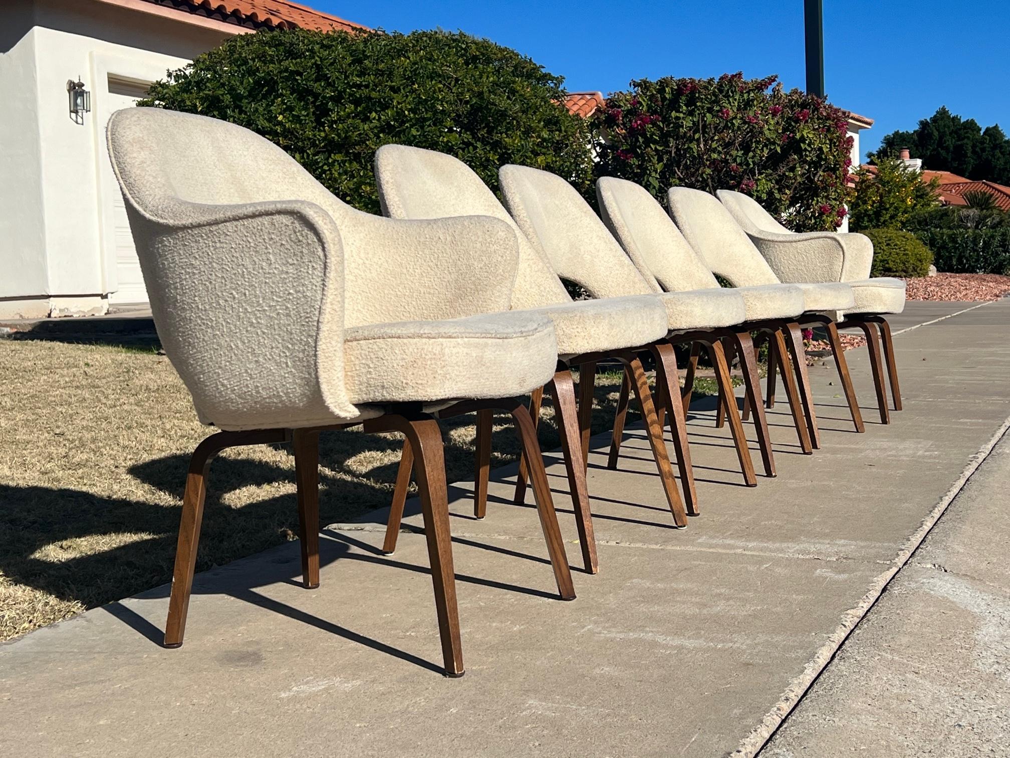 Eero Saarinen for Knoll Set of 6 Mid Century Executive Dining Chairs In Good Condition In Boise, ID