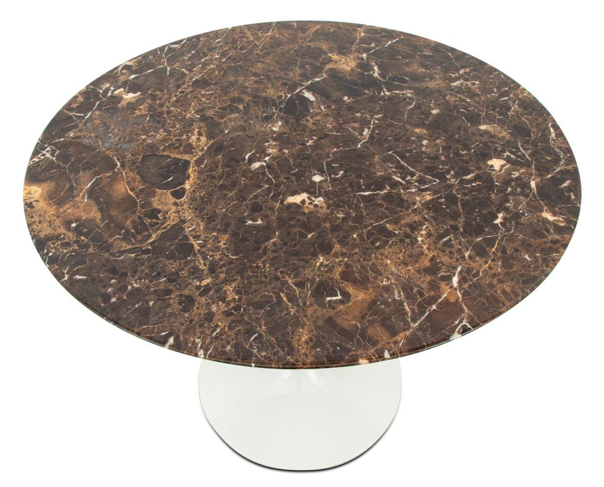 Eero Saarinen for Knoll Studio Tulip Marble Top Dining Table, with white enameled aluminum base, 
