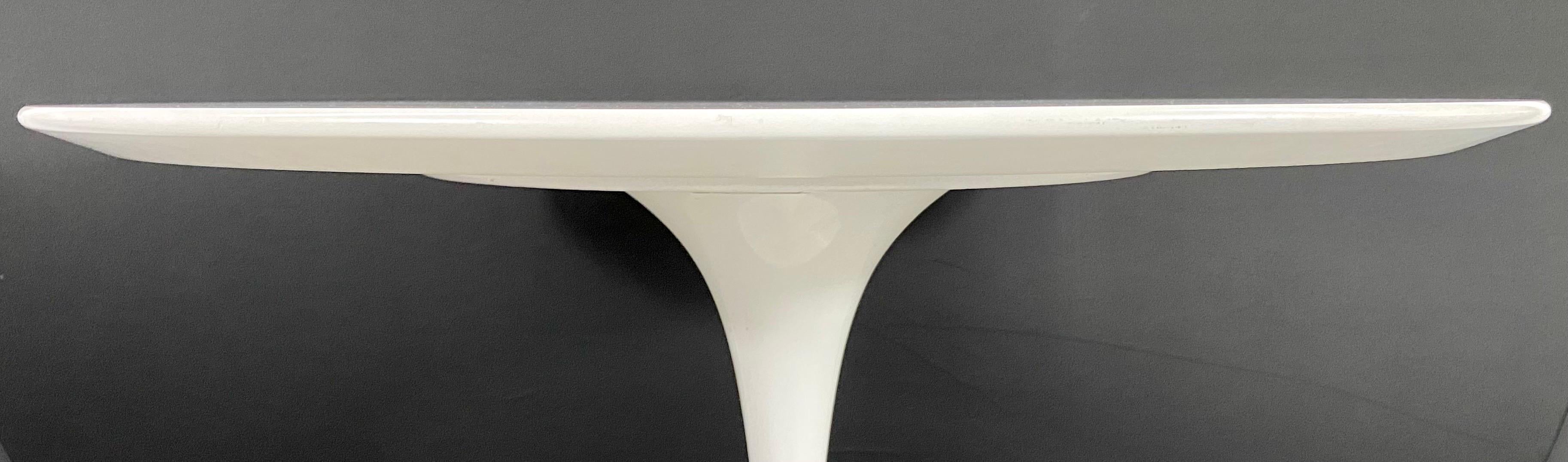 Iron Eero Saarinen for Knoll Studios MCM Tulip White Dining or Center Table, Signed 