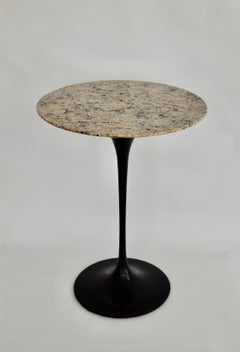 Eero Saarinen for Knoll Tulip Group Black Cast Iron Side Table with Stone Top