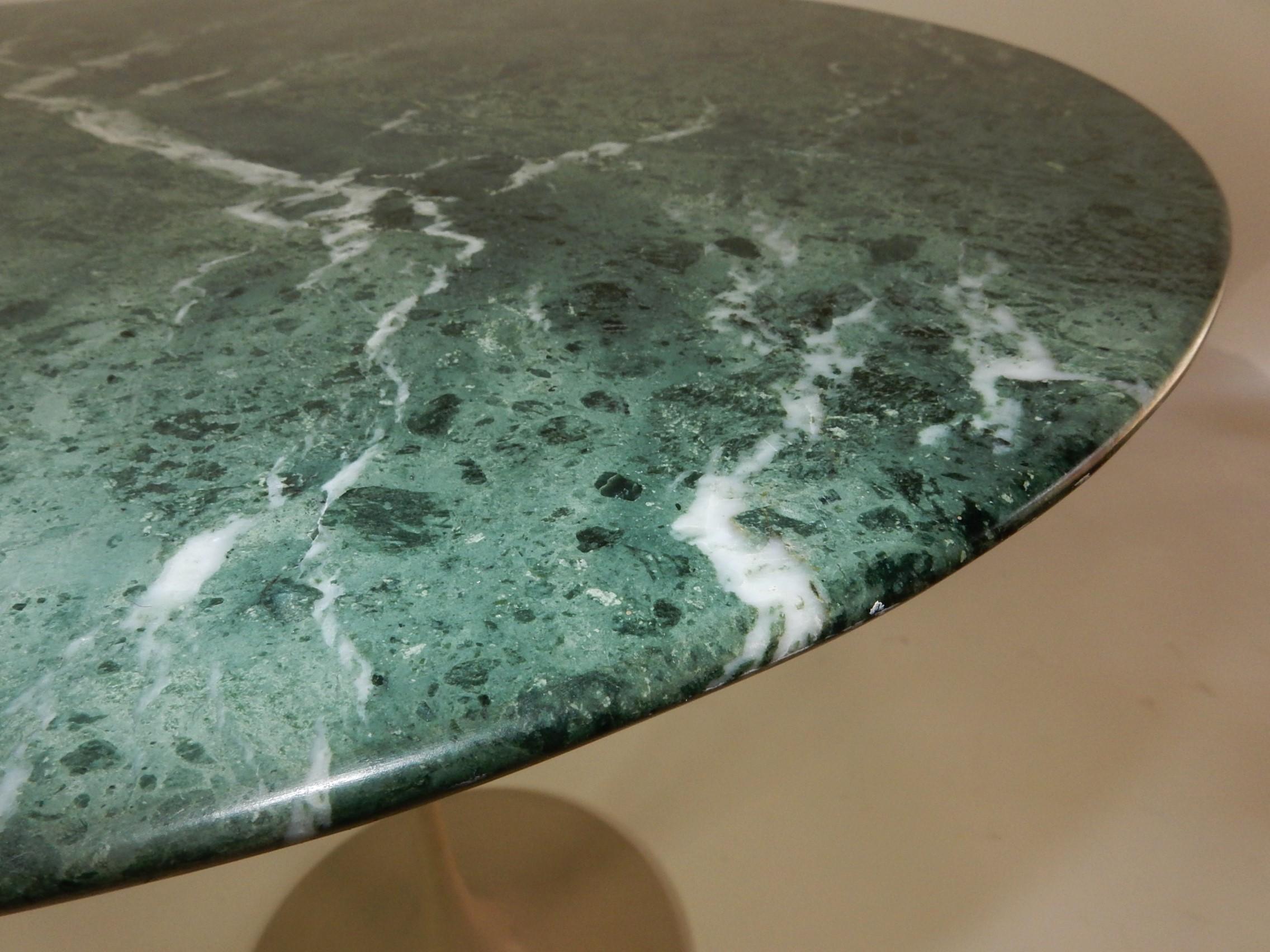 20th Century Eero Saarinen for Knoll Tulip Pedestal Side Table w/ Verdi Alpi Marble Top  For Sale