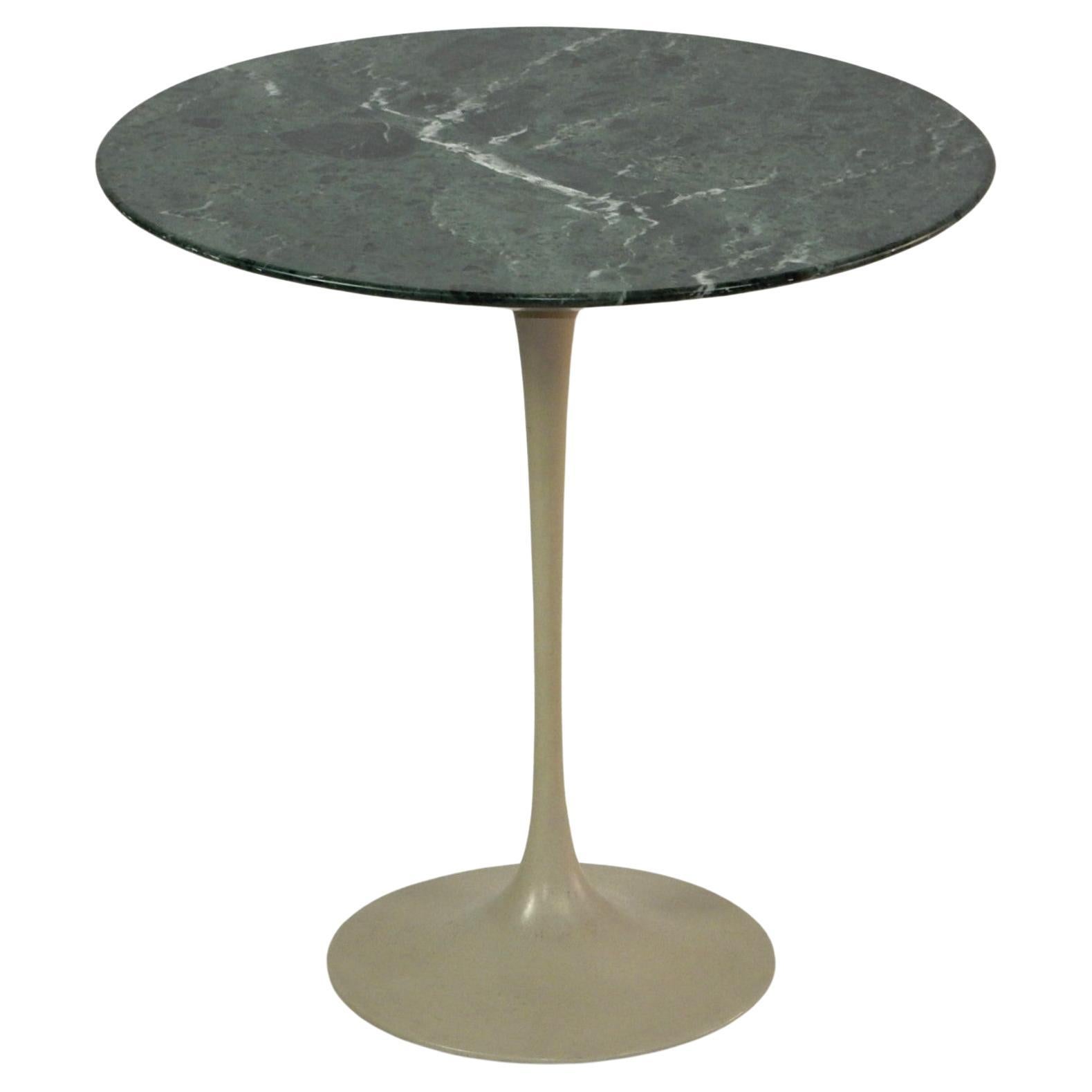 Eero Saarinen for Knoll Tulip Pedestal Side Table w/ Verdi Alpi Marble Top  For Sale