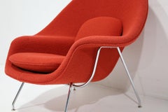 Eero Saarinen for Knoll Womb Chair and Ottoman in Red Boucle
