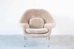 Eero Saarinen for Knoll Womb Chair and Ottoman Reupholstered in Shearling