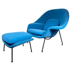 Womb Chair & Ottomane aus originalem Knoll-Samtstoff von Eero Saarinen fr Knoll