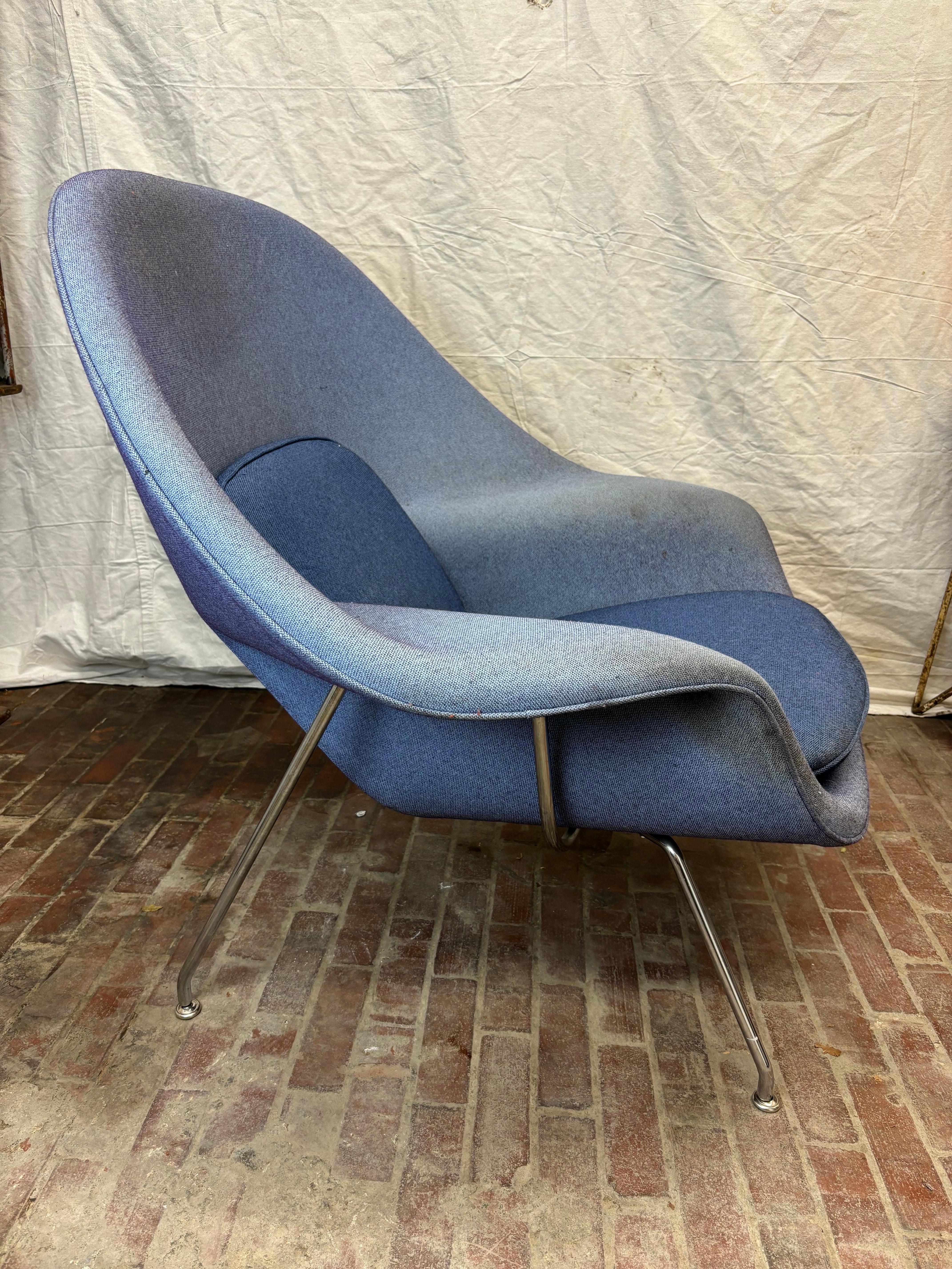 Eero Saarinen for Knoll Womb Chair.  Ready for it's make-over!  We can help with Upholstery!  About 1500 to redo by my guy who is excellent!  Solid Chair just needs new fabric and foam!