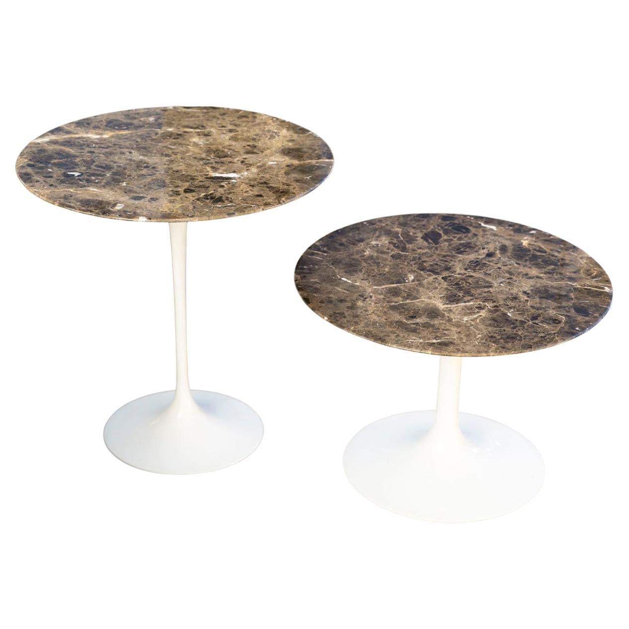 Eero Saarinen 
Knoll, 2 “tulip” pedestal tables in “EMPERADOR” marble, 20th cen For Sale