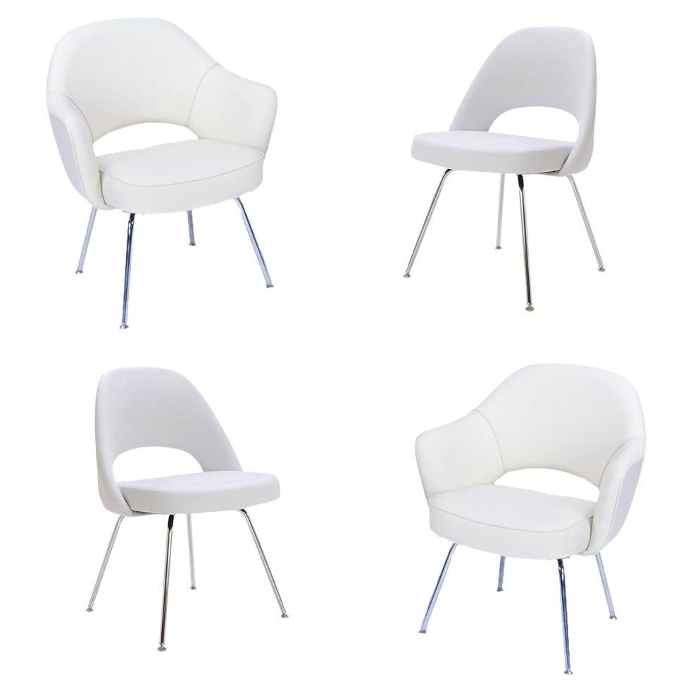 Eero Saarinen Knoll Executive Dining Chair/Armchairs with Tubular Legs, Set of 4 For Sale