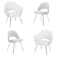 Eero Saarinen Knoll Executive Dining Chair/Armchairs with Tubular Legs, Set of 4