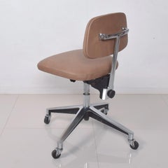 Retro 1970s Saarinen KNOLL Office Desk Task Chair Tan Leather Chrome Adjustable