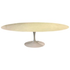 Eero Saarinen Knoll Oval Dining White Marble Table Metal 1957 