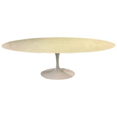 Eero Saarinen Knoll Oval Dining White Marble Table Metal 1957