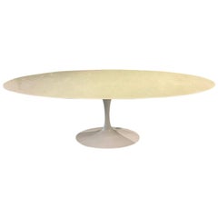 Used Eero Saarinen Knoll Oval Dining White Marble Table Metal 1957 