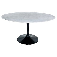 Eero Saarinen Knoll Round Italian Marble Top Tulip Table with Metal Base, 1960s
