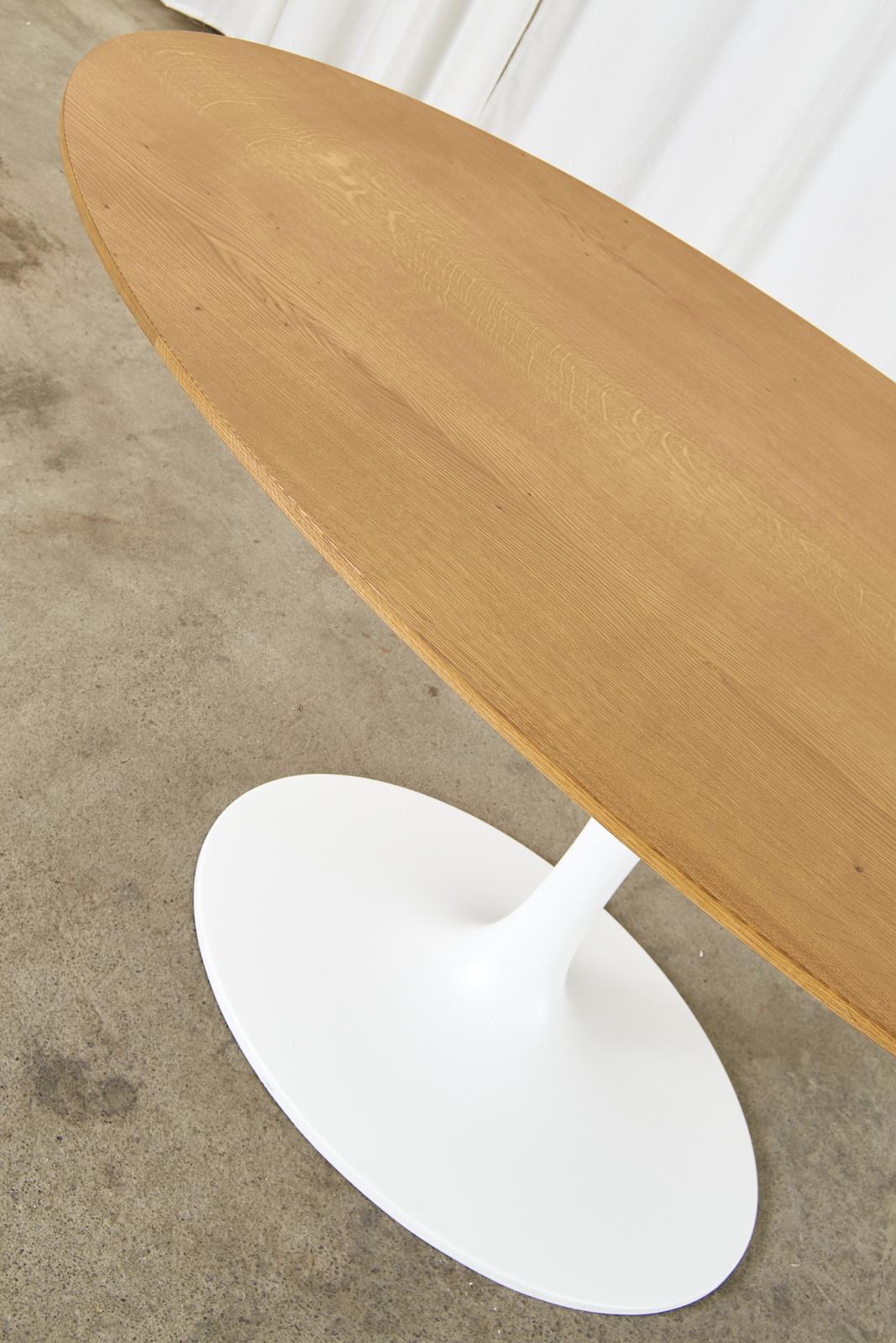 American Eero Saarinen Knoll Style Oval Oak Top Tulip Dining Table
