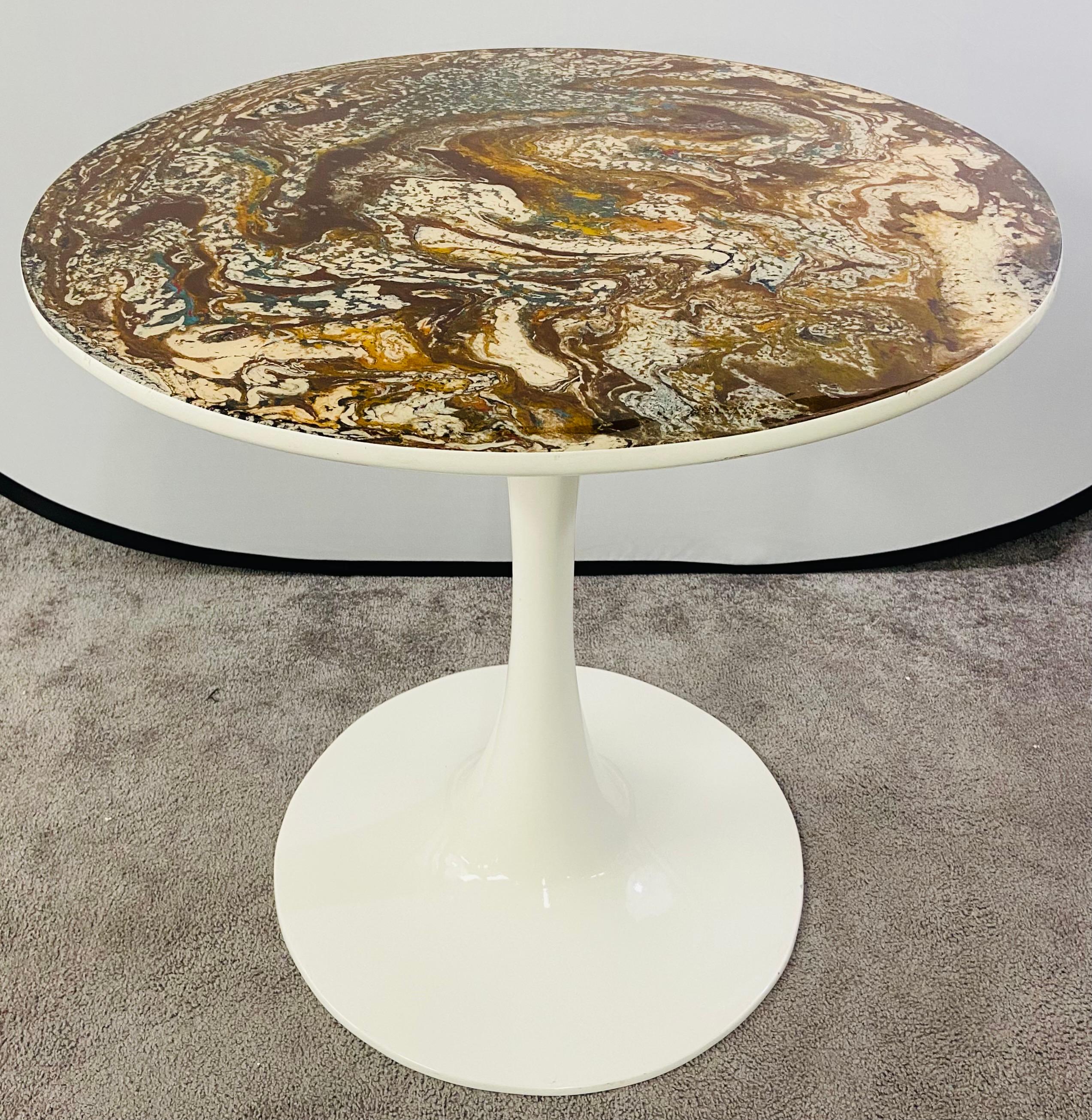 20th Century Center or Side Table with Epoxy Resin Design