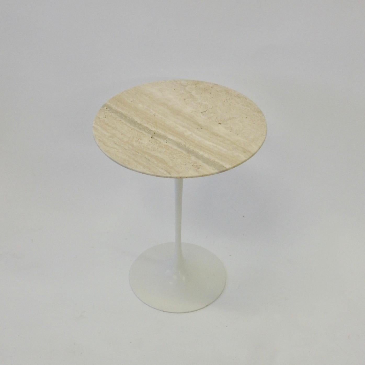 Cast Eero Saarinen Knoll Tulip Table with Travertine Marble Top