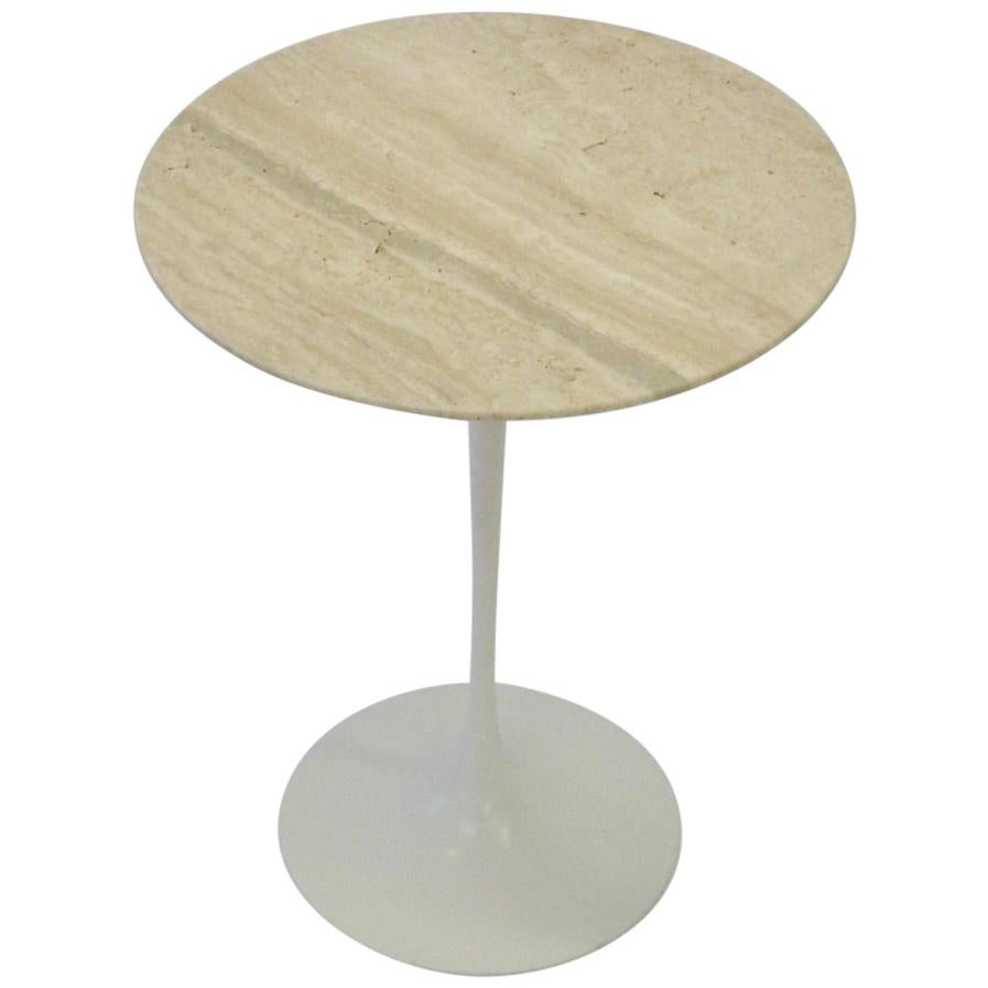 Eero Saarinen Knoll Tulip Table with Travertine Marble Top