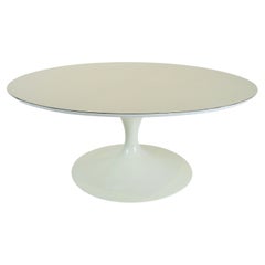 Eero Saarinen Knoll White Laminate 36 Top on Early Cast Iron Base Cocktail Table