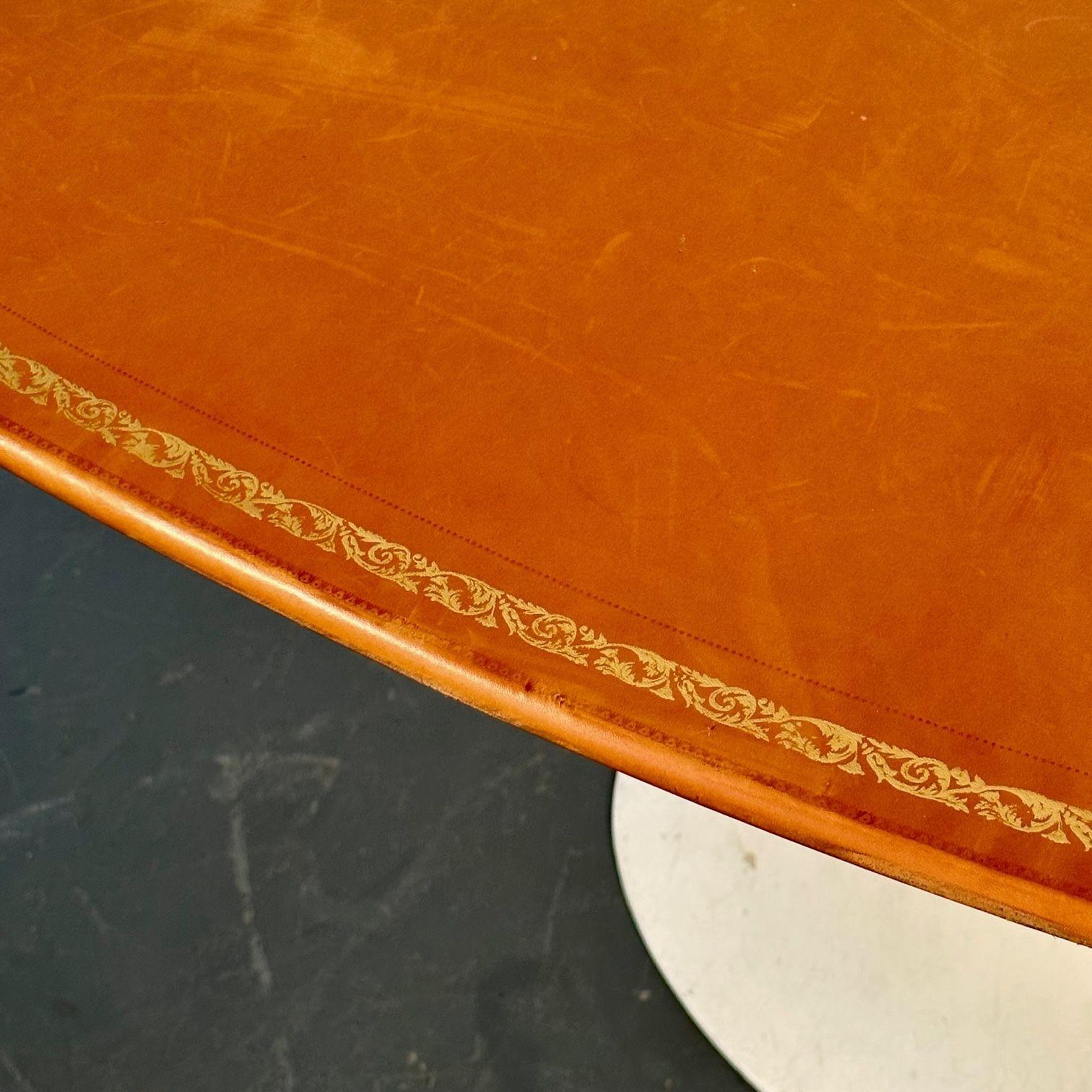 Eero Saarinen Mid-Century Modern Tulip Dining Table, Leather Top, Miles Redd 1